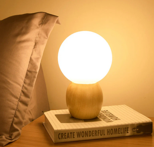 GlowOrb Wooden Stand Bedside Lamp