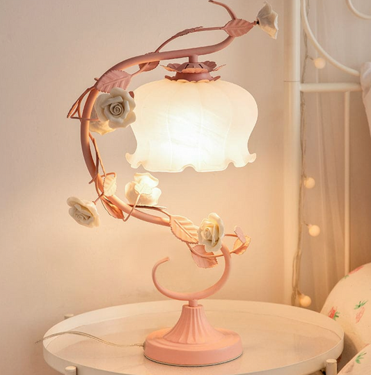 FloralCharm Ceramic Rose Lamp