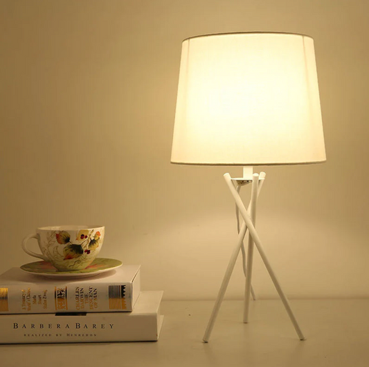 RadiantGlow - Sleek Table Lamp with Drum Shade Night Light