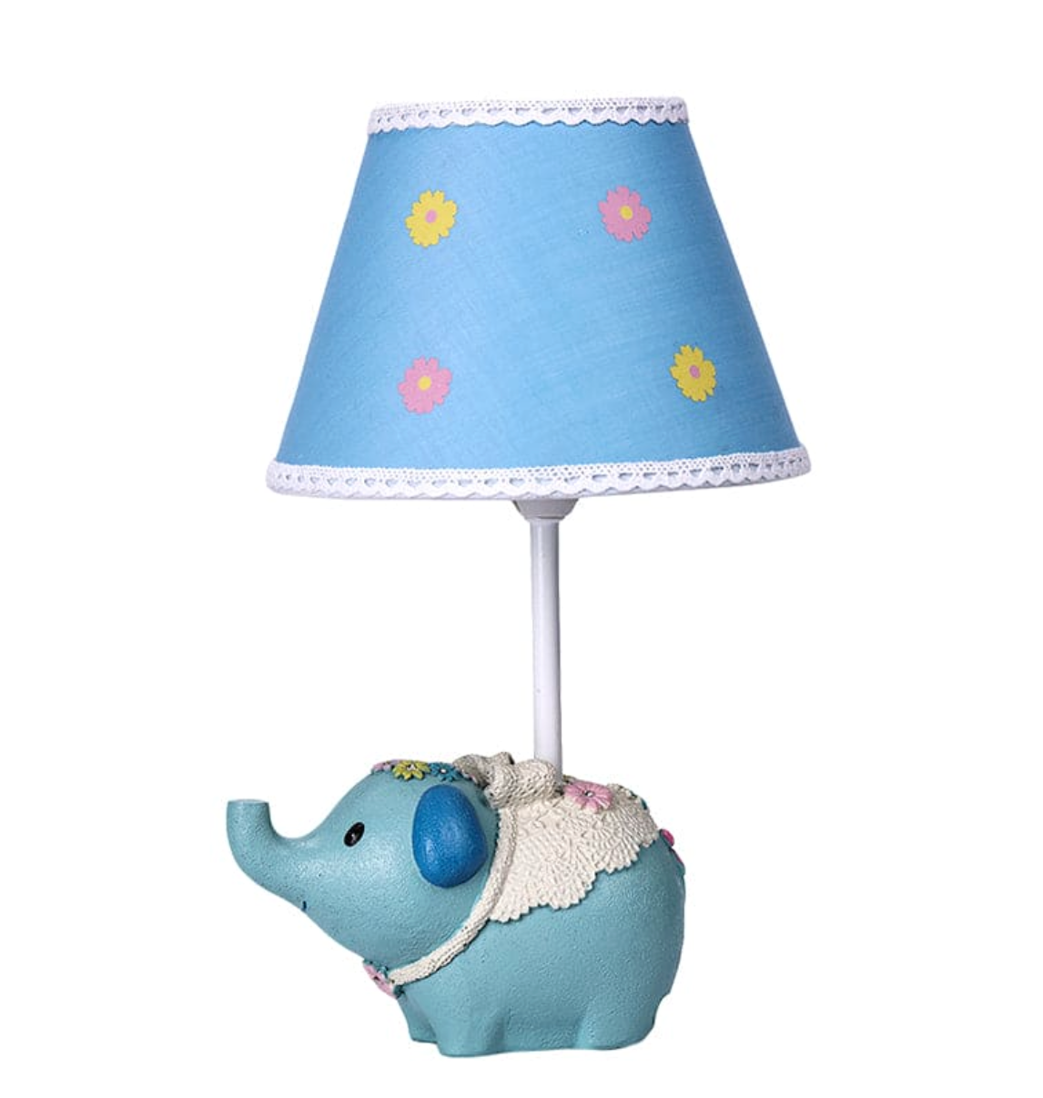 TuskerBloom - Elephant Base Table Lamp with Floral Pattern