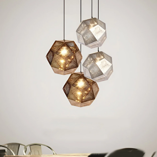 MetalGlow - Geometric Round Pendant Light