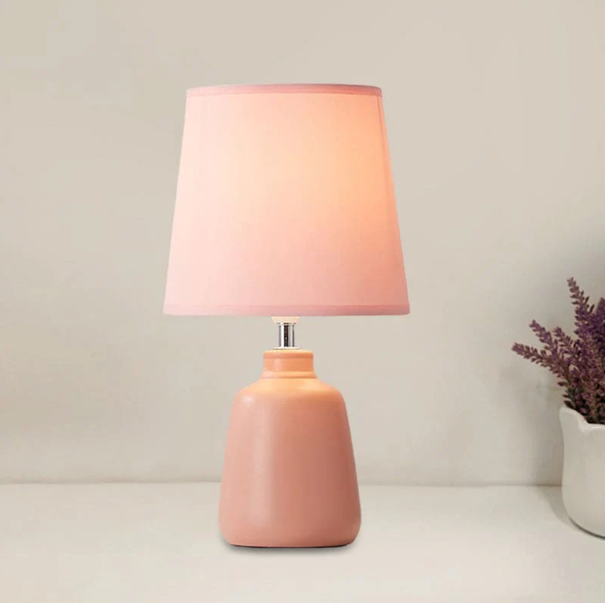 Contemporary Tapered Fabric Bedside Lamp