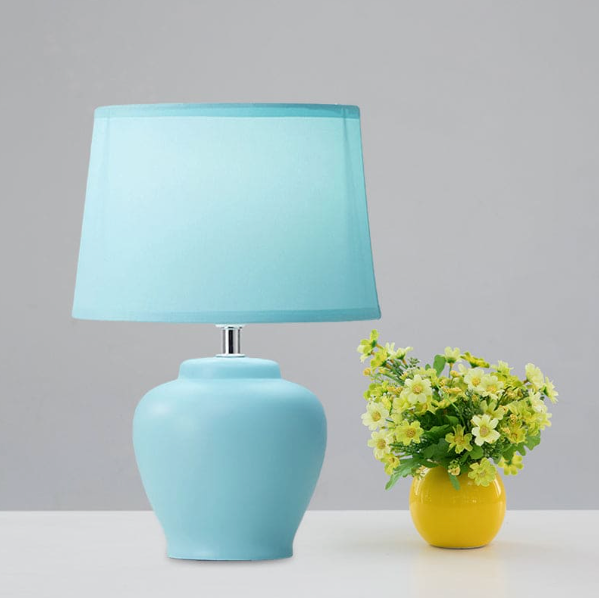 Contemporary Tapered Fabric Bedside Lamp