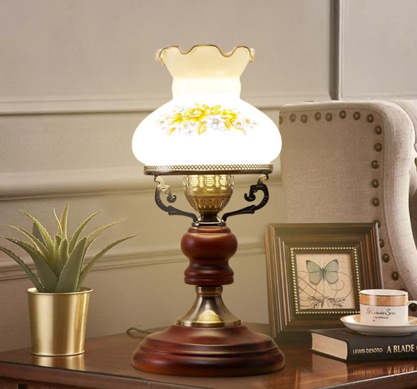 VintageGlow - Red Brown Table Lamp