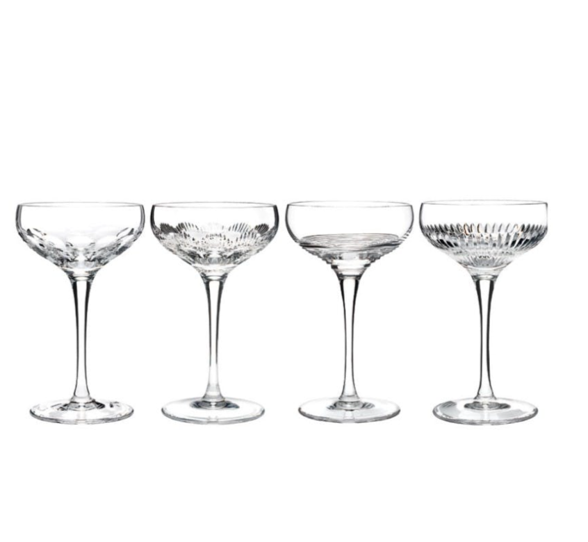 Crystal Elegance - Set of 4 Champagne Coupes, 80ml